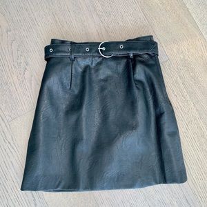 H&M Faux Leather Belted Mini Skirt